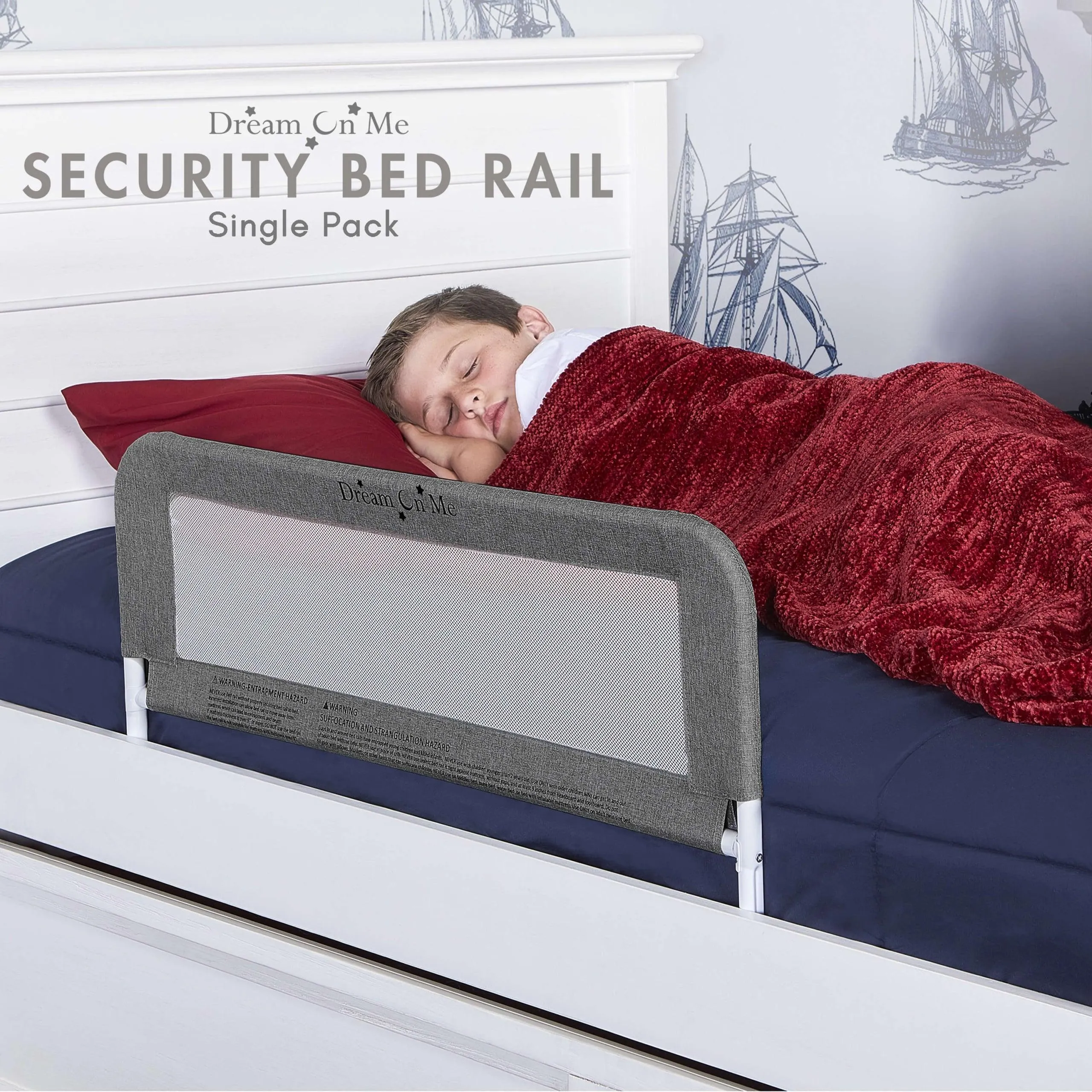 Dream on Me Mesh Security for Twin Size Bed (3D Linen Fabric)